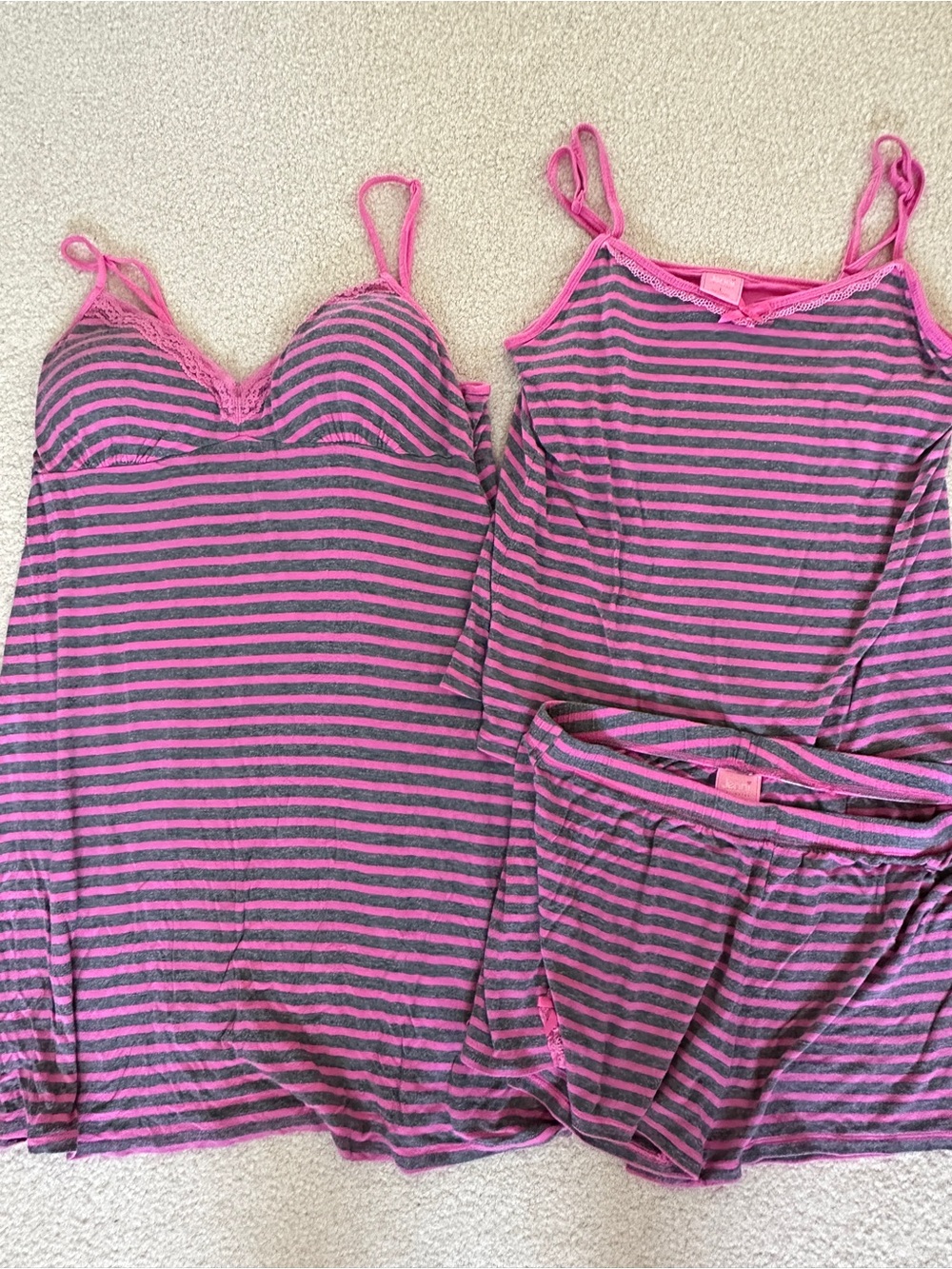 Women's Pink and Gray Striped Sleep Set - Brand: Jenni $15